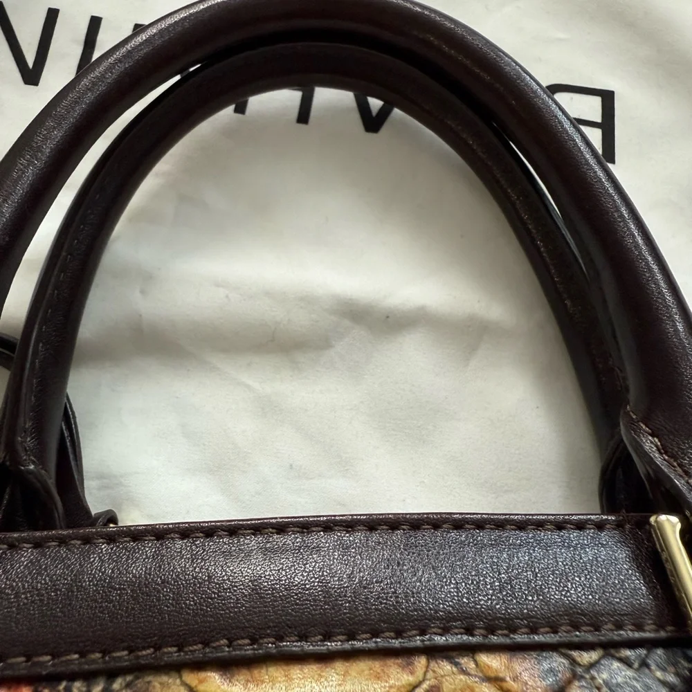 BRAHMIN ARDEN SATCHEL ANGULAR STRUCTURED HANDBAG IN TOBACCO CARLISLE NEW